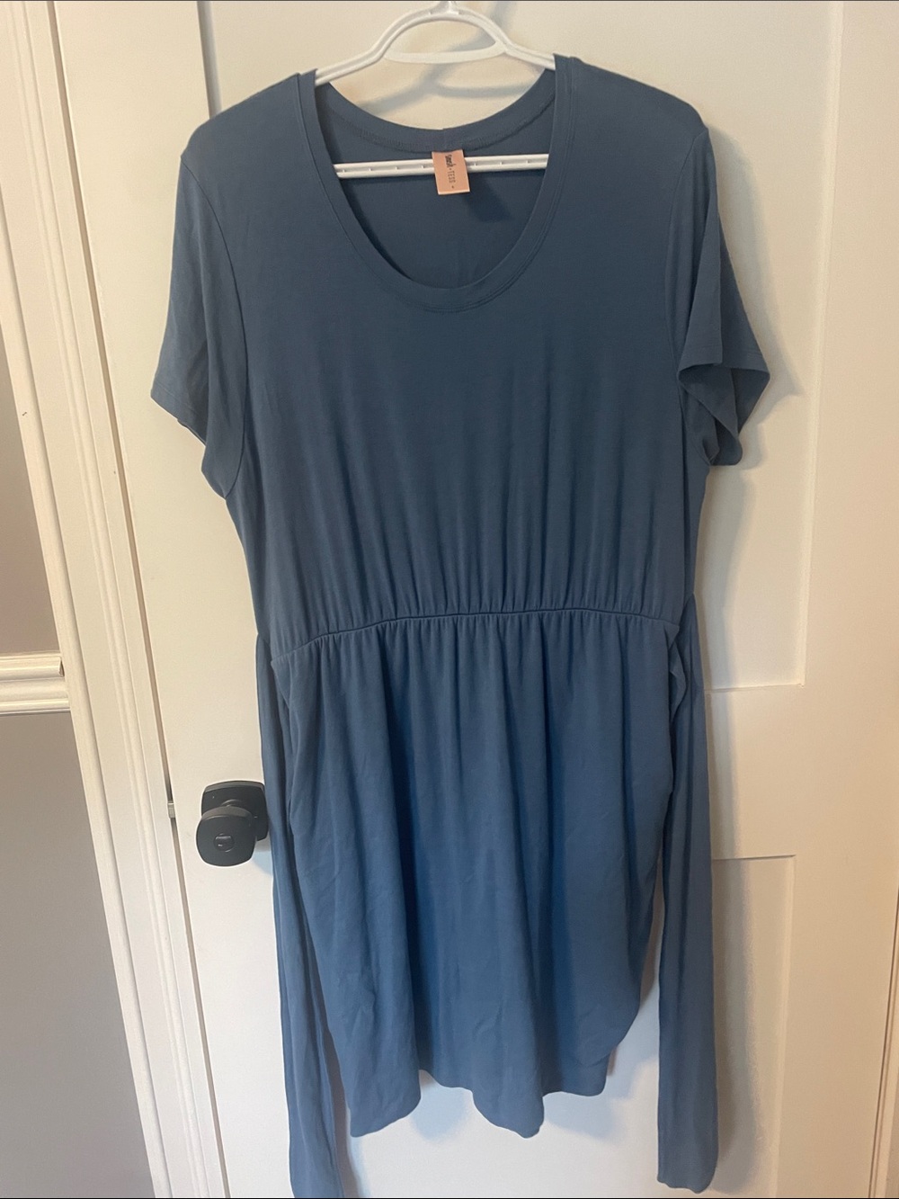 Smash + Tess The Rebecca Shorty Wrap Dress Dusty Blue Midi Scoop-Neck Dress